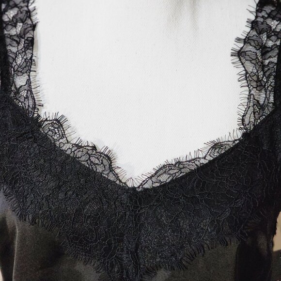 NWT- INC Black Satin and Lace Detail Cami/Tank - Picture 5 of 7